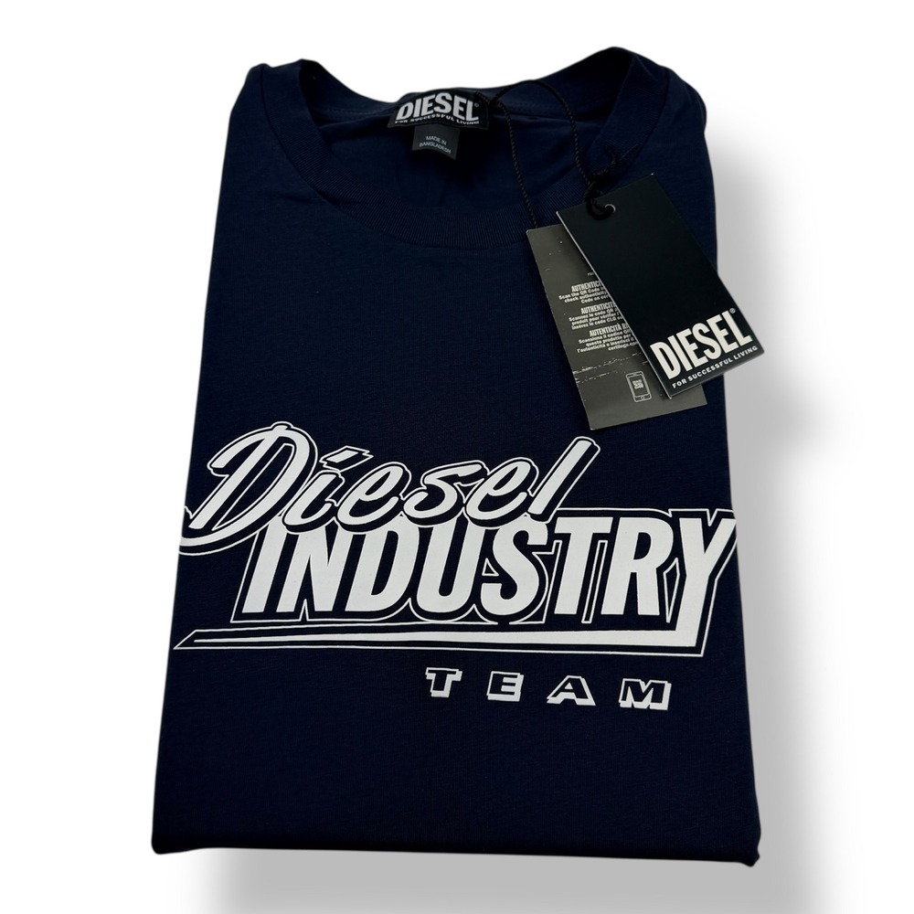 Diesel T-JUST-K45‎ Graphic T-Shirt Mens Large Slim Midnight Blue Navy NWT A21763